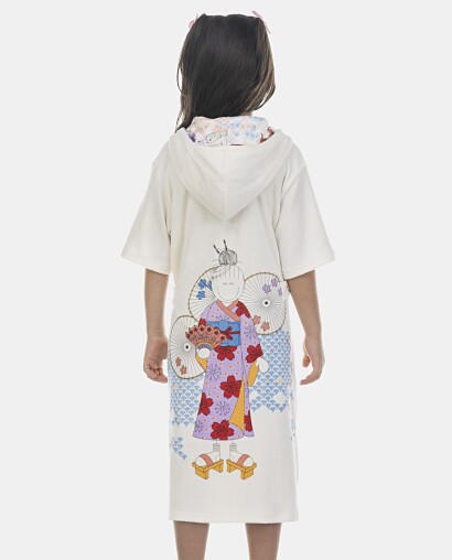 Roupão Feminino Kids Manga Curta Com Capuz