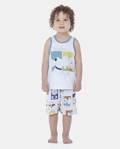 Pijama Masculino Baby Regata e Bermuda
