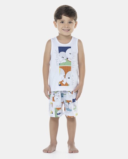 Pijama Masculino Baby Regata e Bermuda