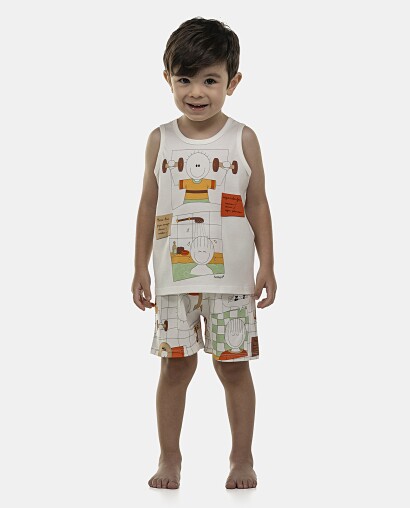 Pijama Masculino Baby Regata e Bermuda