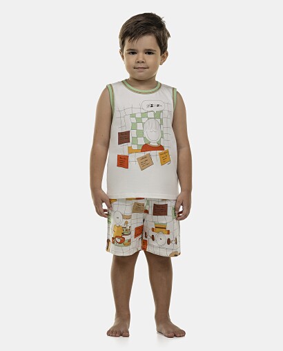 Pijama Masculino Baby Regata Machão e Bermuda