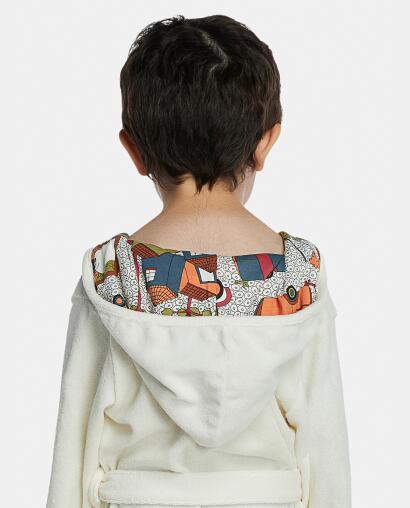 Roupão Masculino Baby Manga Longa Traspassado Com Capuz Atoalhado