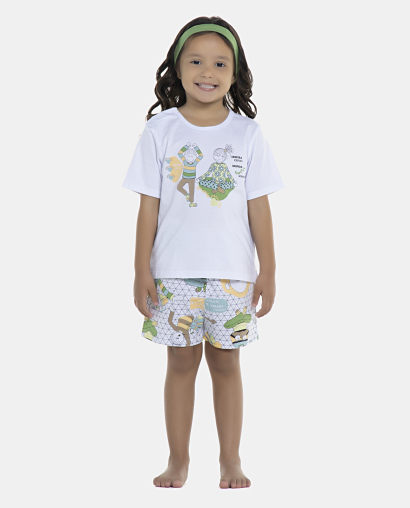 Pijama Baby Manga Curta e Short Unissex