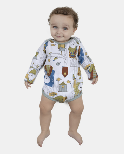 Kit Body Bebe Manga Longa Masculino