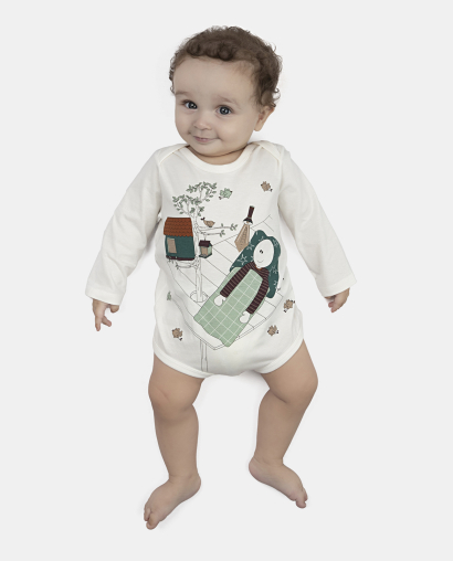 Kit Body Bebe Manga Longa Masculino