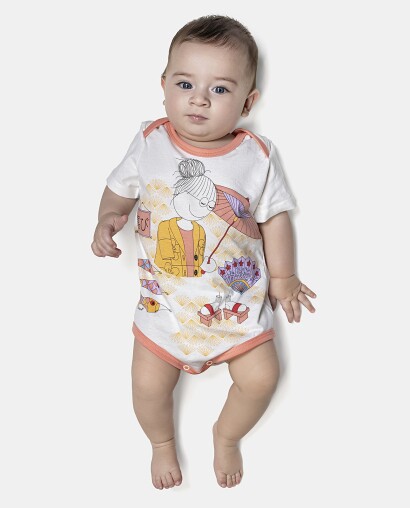 Kit Body Feminino Bebê Manga Curta