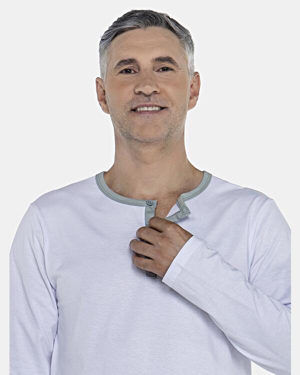 Pijama Masculino Adulto Manga Longa Com Abertura Frontal e Calça