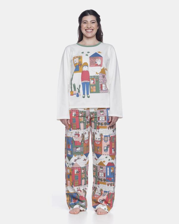 Conjunto Feminino Adulto Manga Longa e Calça Moletinho