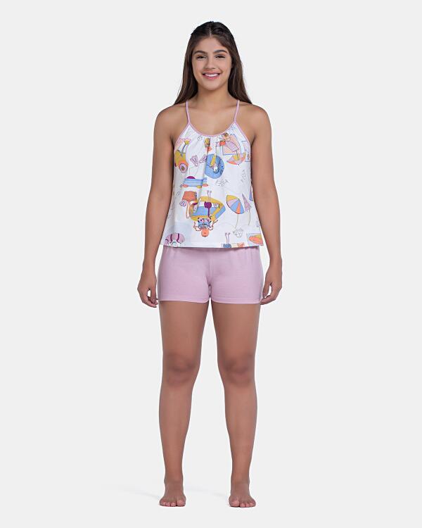 Pijama Curto Sonhart Feminino Regata Alça Fina e Short Rosa