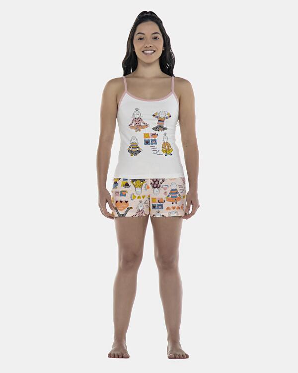 Pijama Feminino Adulto Alça e Short