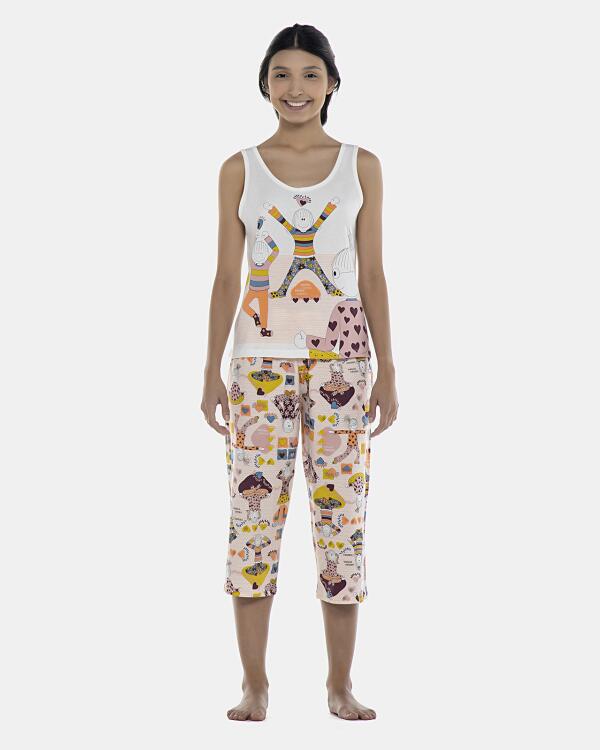 Pijama Feminino Adulto Regata e Corsário