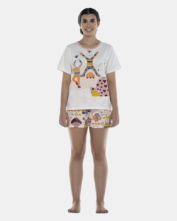 Pijama Feminino Adulto Manga Curta e Short