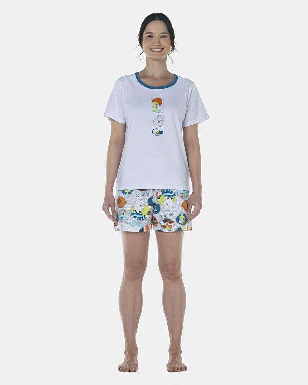Pijama Feminino Adulto Manga Curta e Short