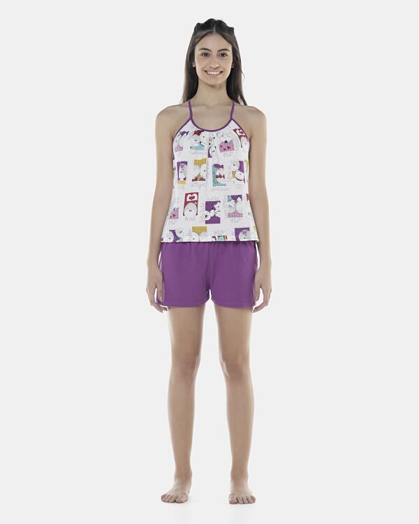 Pijama Feminino Adulto Alça e Short