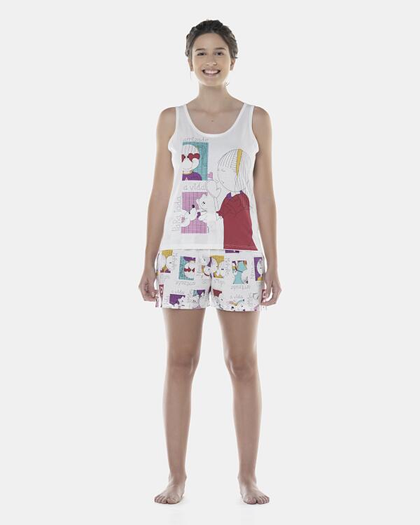 Pijama Feminino Adulto Regata e Short