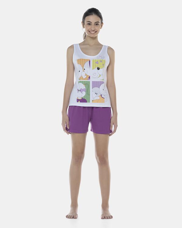 Pijama Feminino Adulto Regata e Short