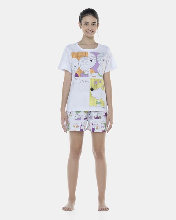 Pijama Feminino Adulto Manga Curta e Short