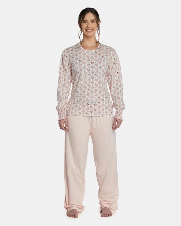 Pijama Feminino Adulto Manga Longa e Calça