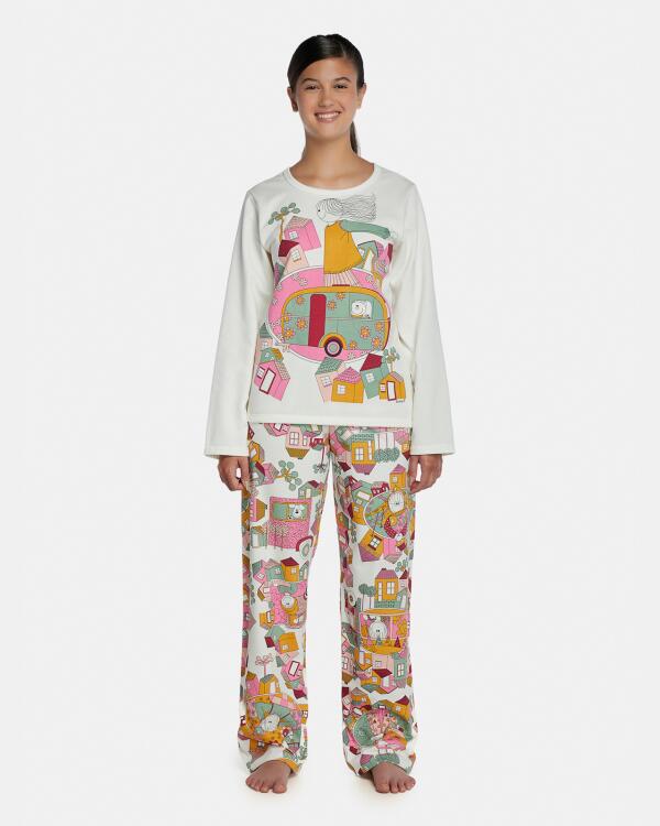 Pijama Feminino Adulto Manga Longa e Calça Moletinho