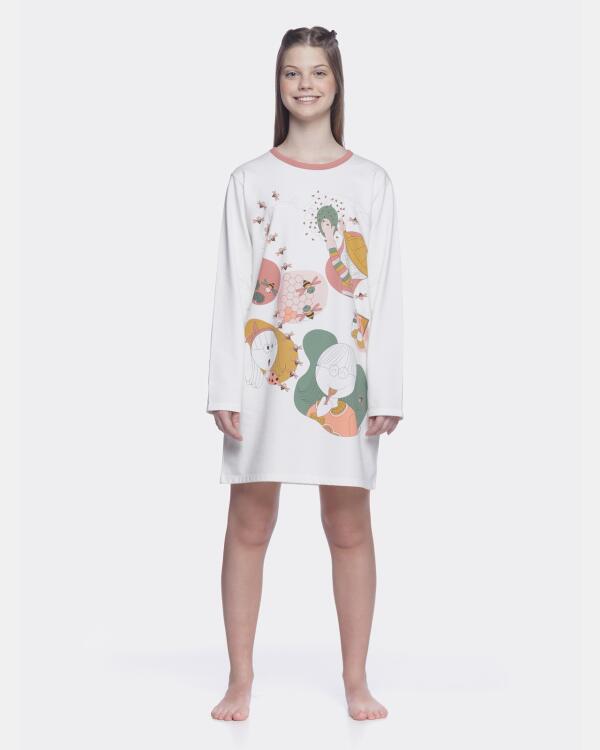 Camisão Feminino manga longa Estampa Pat e Annie