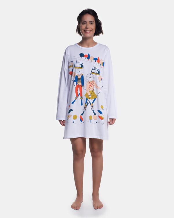 Camisão Feminino manga longa Estampado Sonhart