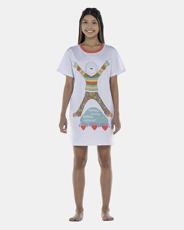 Camisão Feminino Adulto Manga Curta