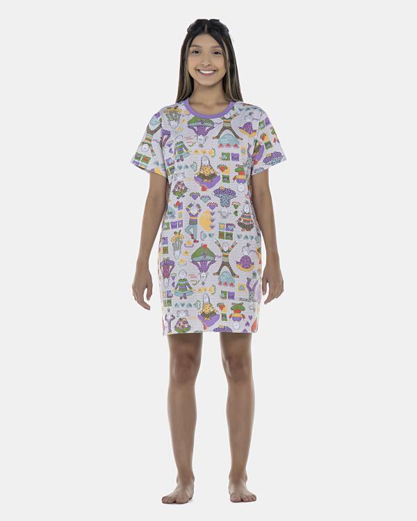Camisão Feminino Adulto Manga Curta