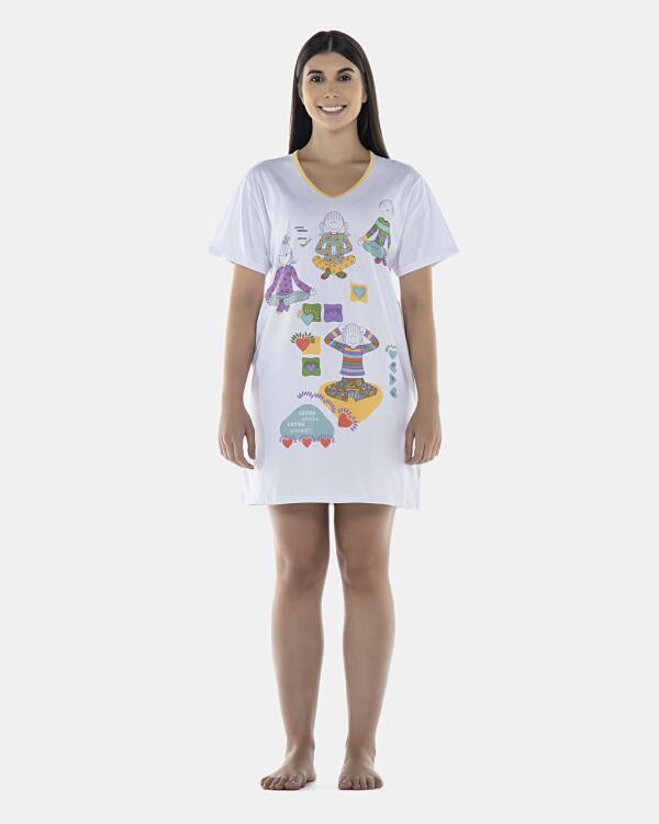 Camisão Feminino Adulto Manga Curta Decote V