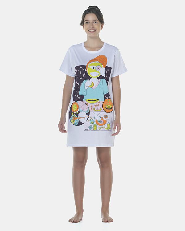Camisão Feminino Adulto Manga Curta
