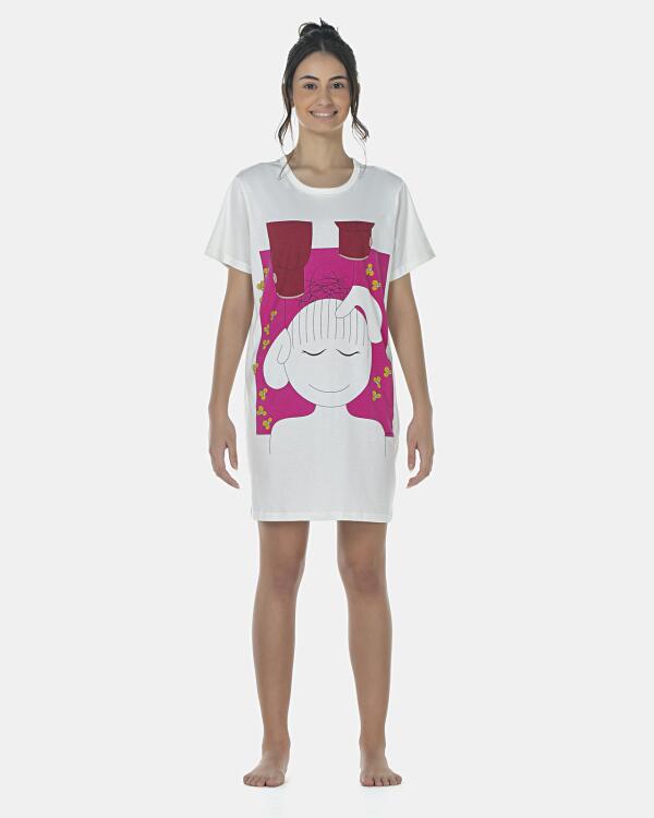 Camisão Feminino Adulto Manga Curta