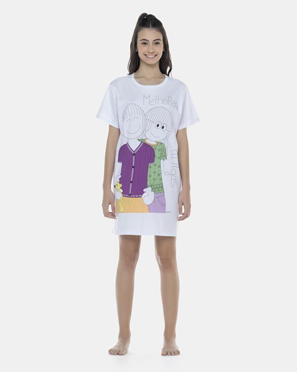 Camisão Feminino Adulto Manga Curta