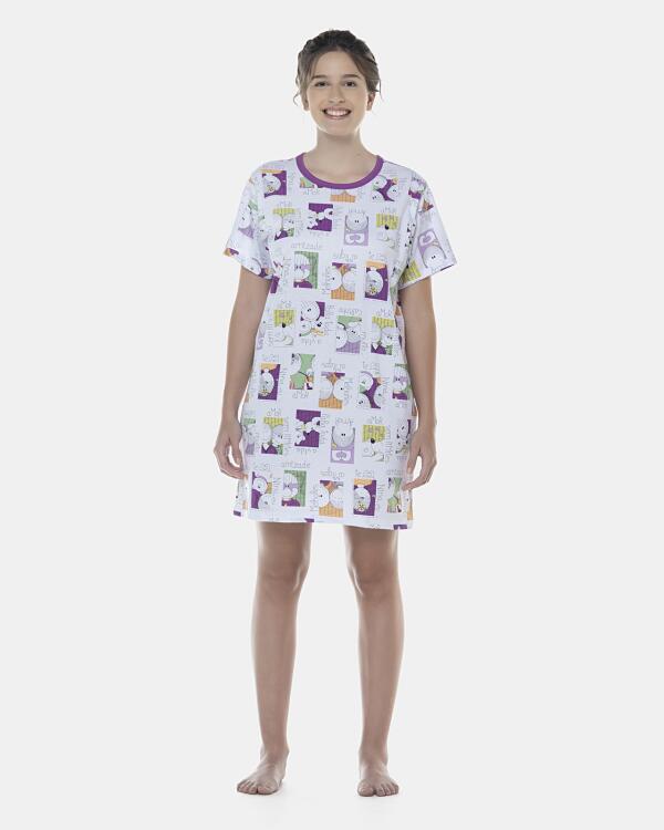 Camisão Feminino Adulto Manga Curta