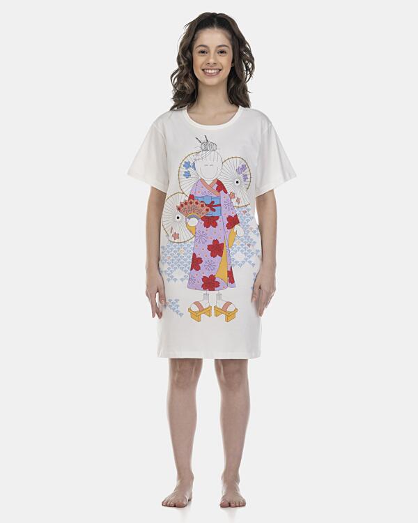 Camisão Feminino Adulto Manga Curta