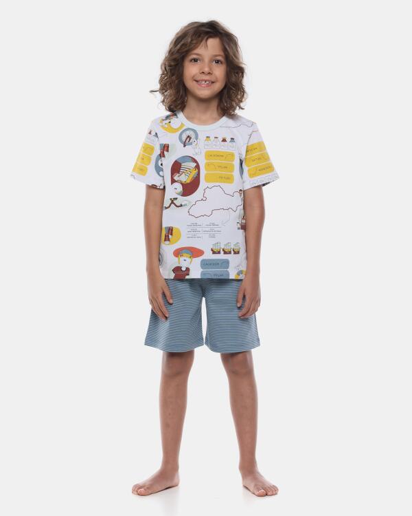 Pijama Masculino Kids Manga Curta e Bermuda
