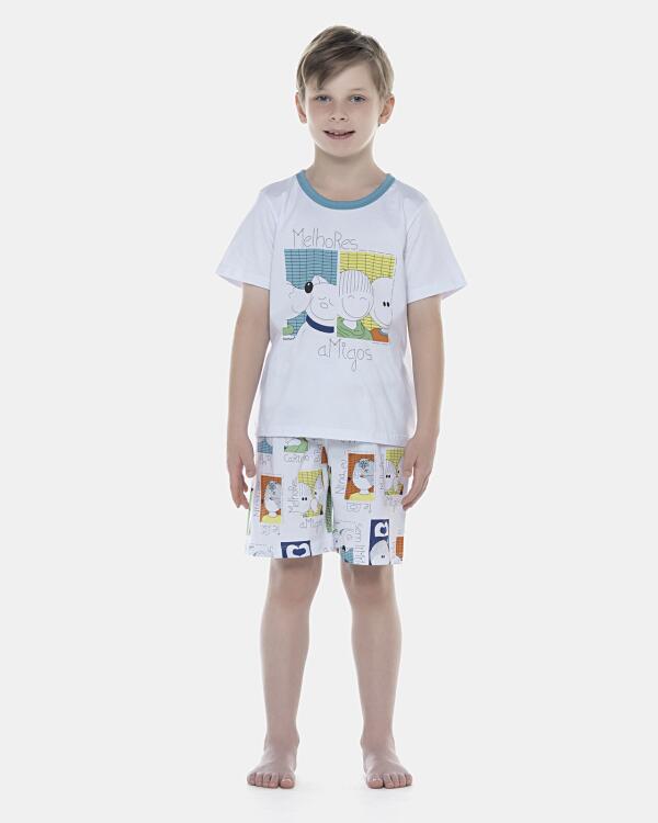Pijama Masculino Kids Manga Curta e Bermuda