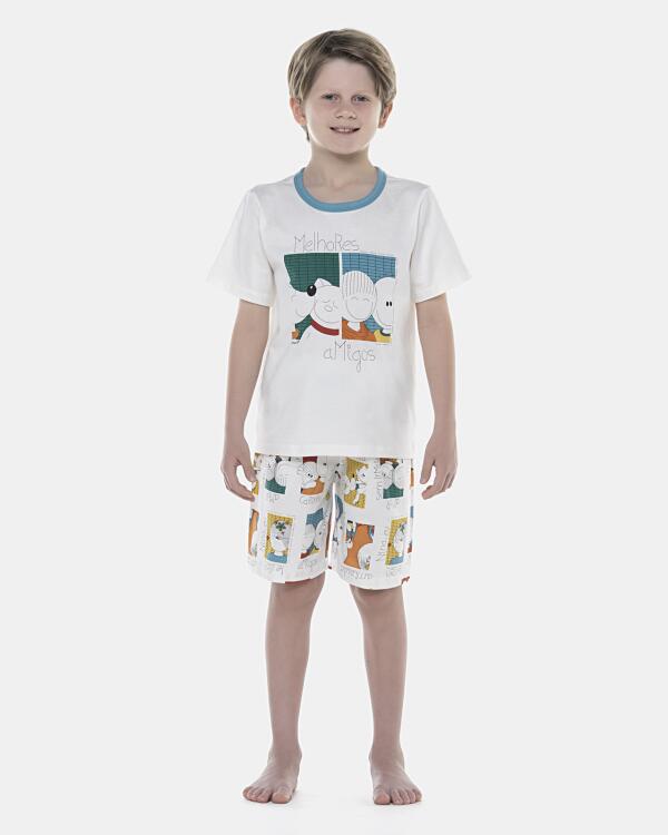 Pijama Masculino Kids Manga Curta e Bermuda