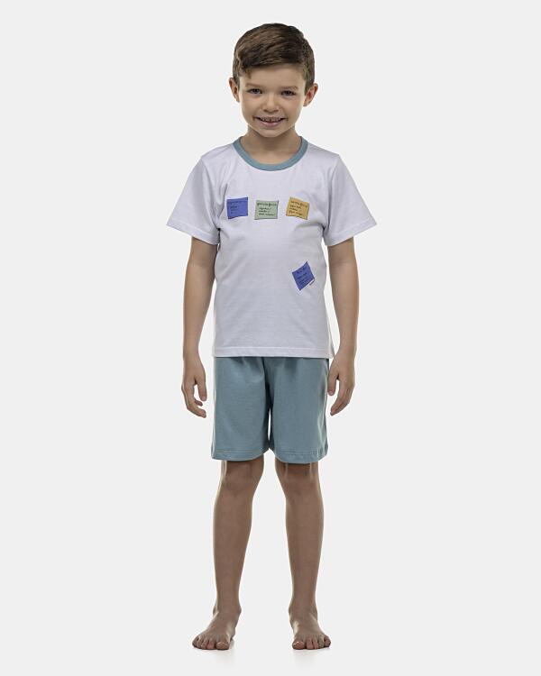 Pijama Masculino Kids Manga Curta e Bermuda