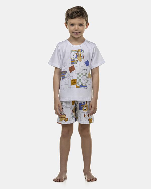 Pijama Masculino Kids Manga Curta e Bermuda