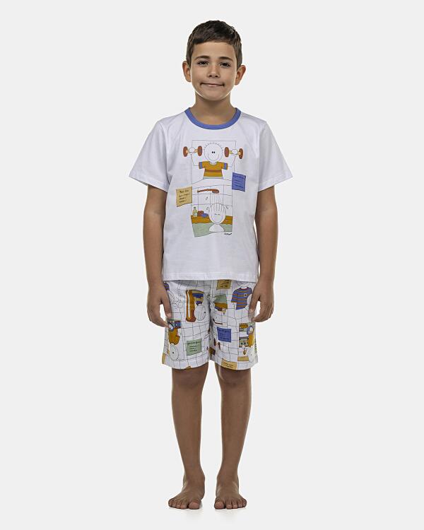 Pijama Masculino Kids Manga Curta e Bermuda