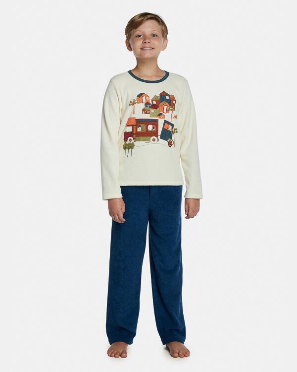 Pijama Masculino Kids Manga Longa e Calça Plush