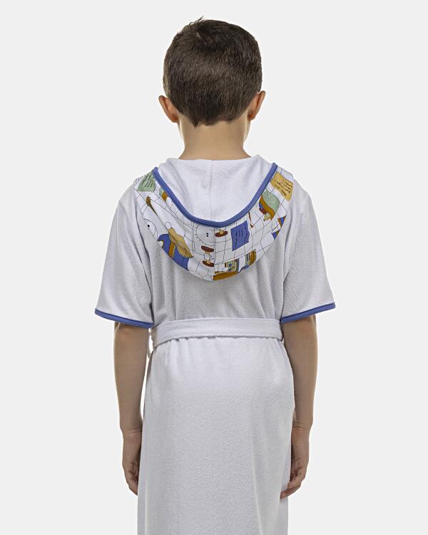 Roupão Masculino Kids Manga Curta Atoalhado Com Touca