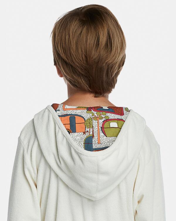 Roupão Masculino Kids Manga Longa Transpassado Com Capuz Atoalhado