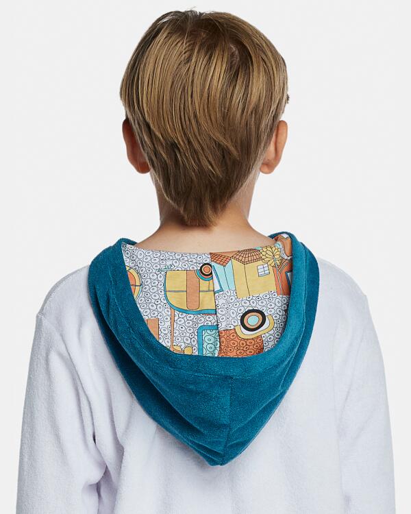 Roupão Masculino Kids Manga Longa Fechado Com Capuz Atoalhado