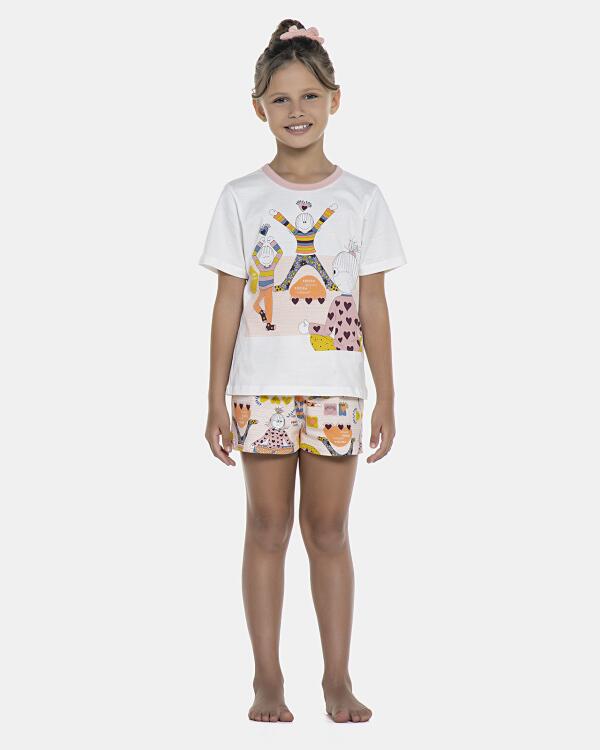 Pijama Feminino Kids Manga Curta e Short