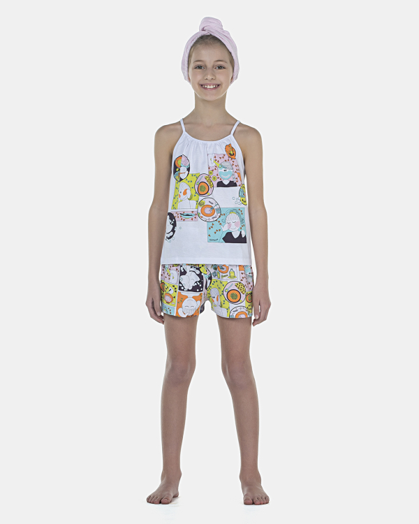 Pijama Feminino Kids Alça e Short