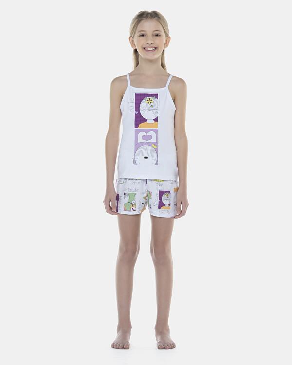Pijama Feminino Kids Alça e Short