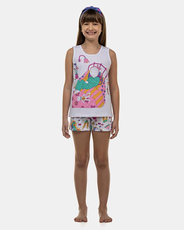 Pijama Feminino Kids Regata e Short