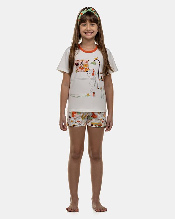 Pijama Feminino Kids Manga Curta e Short
