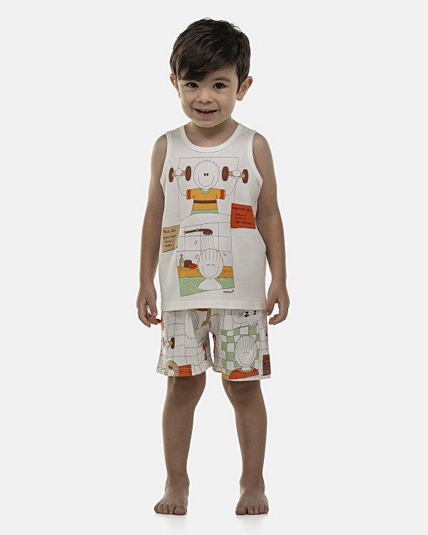 Pijama Masculino Baby Regata e Bermuda
