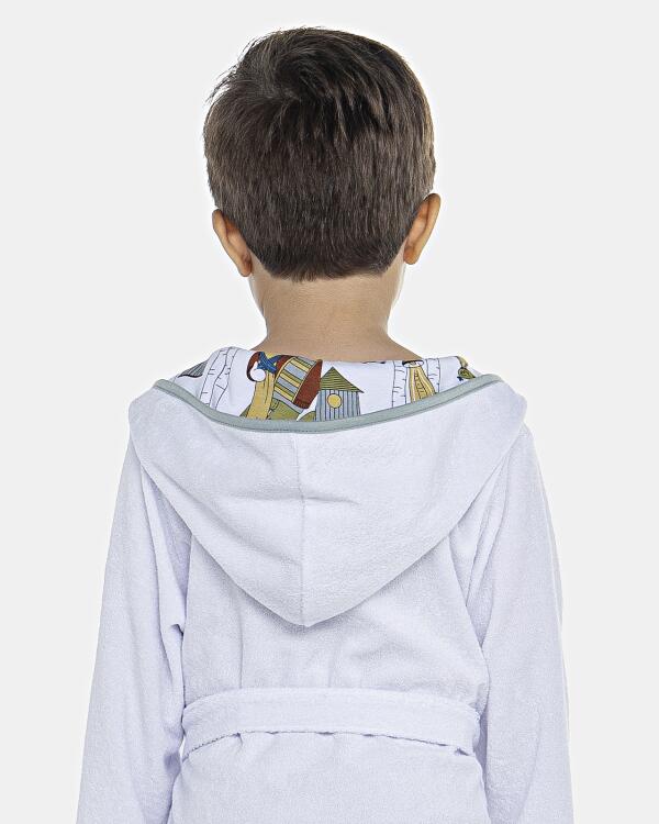 Roupão Masculino Baby Manga Longa Traspassado Com Capuz Atoalhado